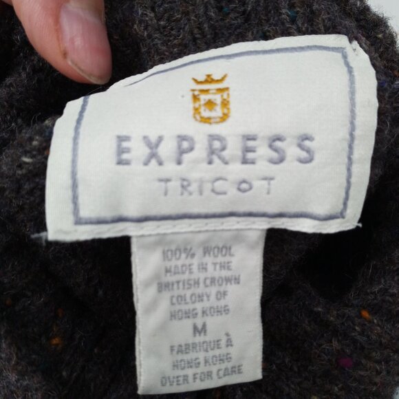 Vintage Express 100% Wool Gray Tweed Tunic Turtleneck Sweater Size M 90s Y2K - Picture 12 of 12